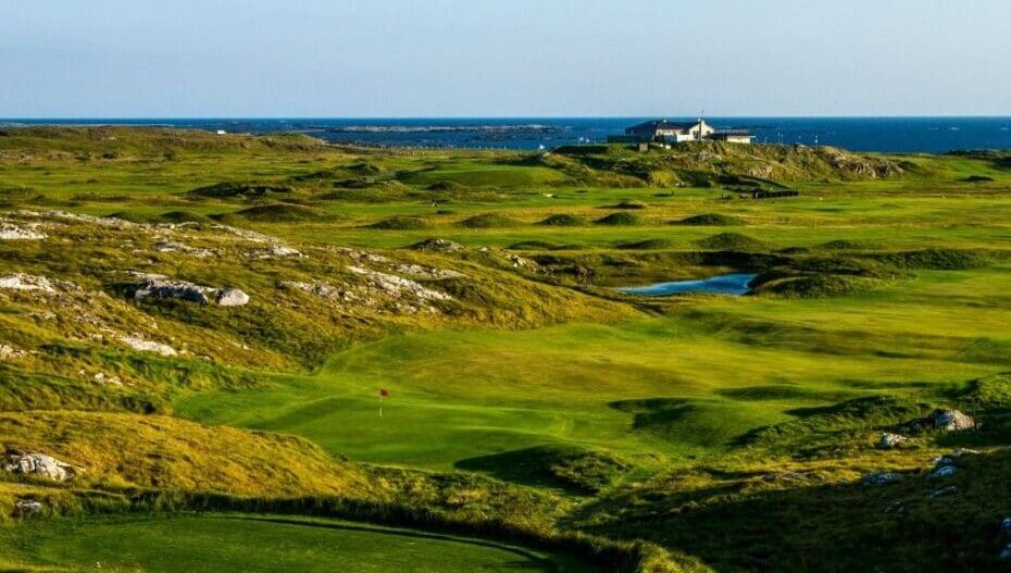 A view of the golf course from above.